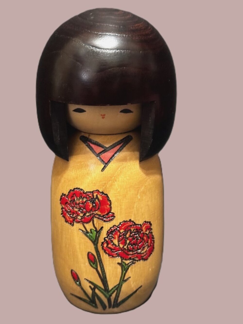 Usaburo Kokeshi Hana Monogatari Carnation Japanese Folk Art Wood Doll